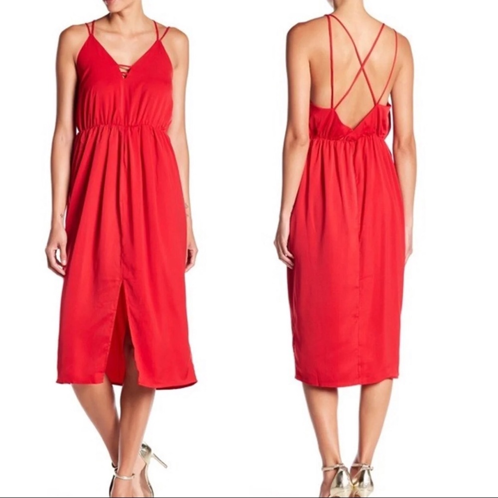 Few Moda Pricilla Strappy Red Slip Dress Medium